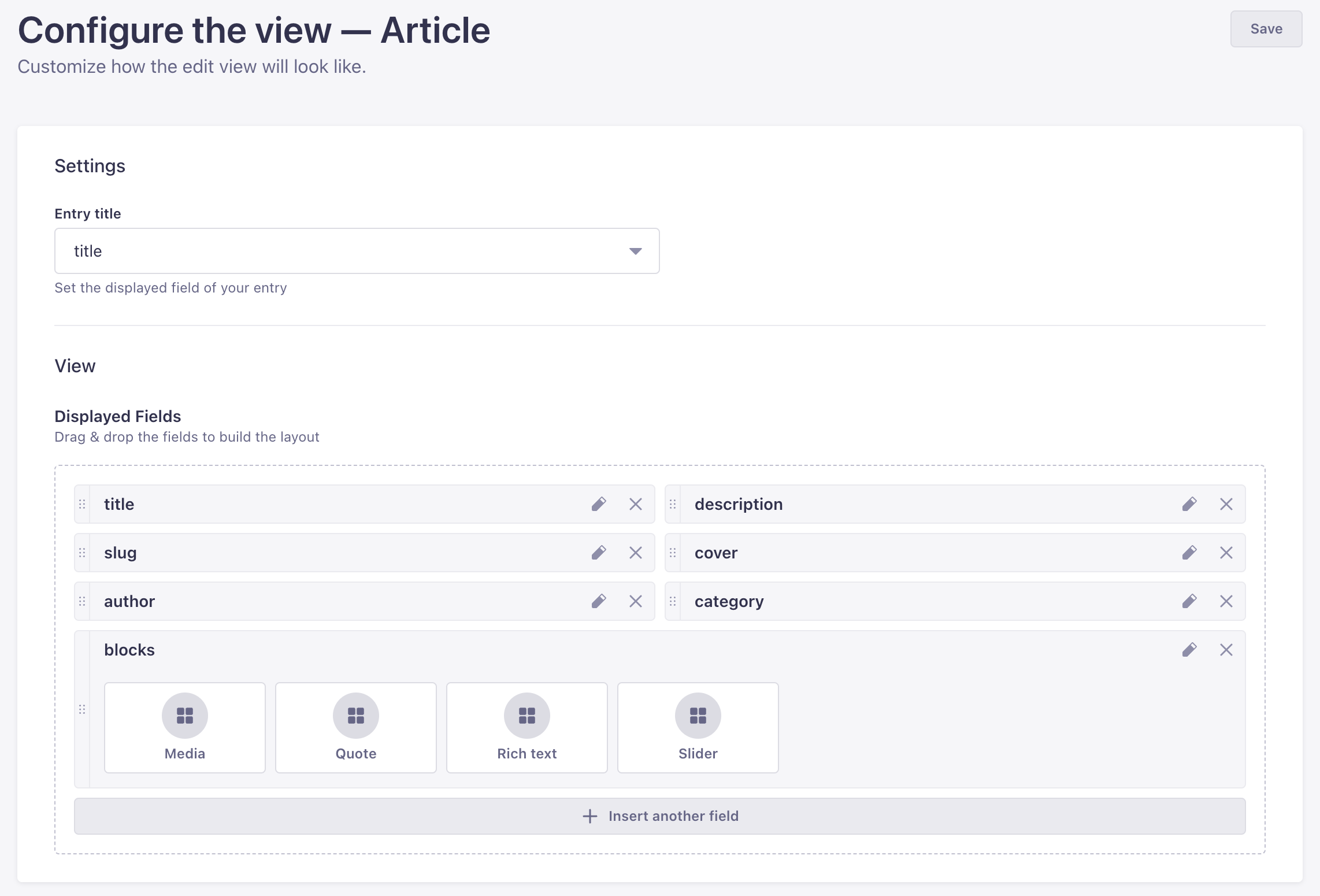 Configuring the edit view of the Content Manager